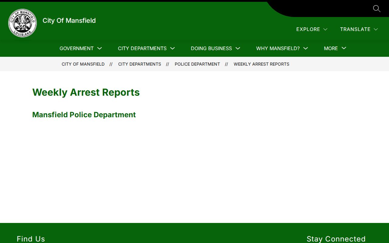 Mansfield busted arrest reports official city page